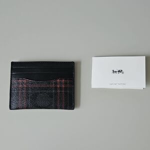 Coach - Black and Red Plaid Leather Card Holder